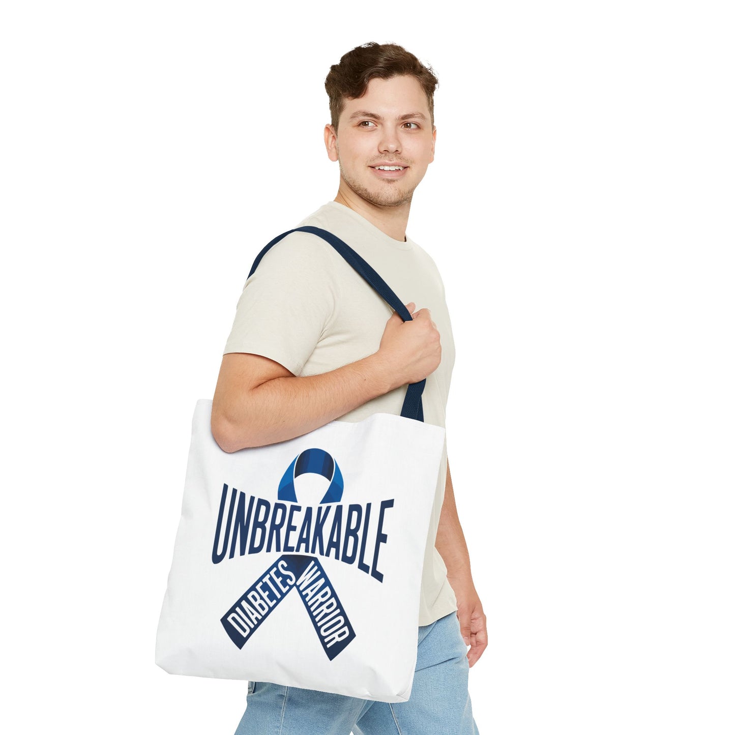 Diabetes Warrior Unbreakable Tote Bag – Blue Awareness Ribbon All-Over Print