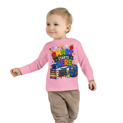 Smart Starts Here Toddler Long Sleeve Tee — Back-to-School Kids Shirt