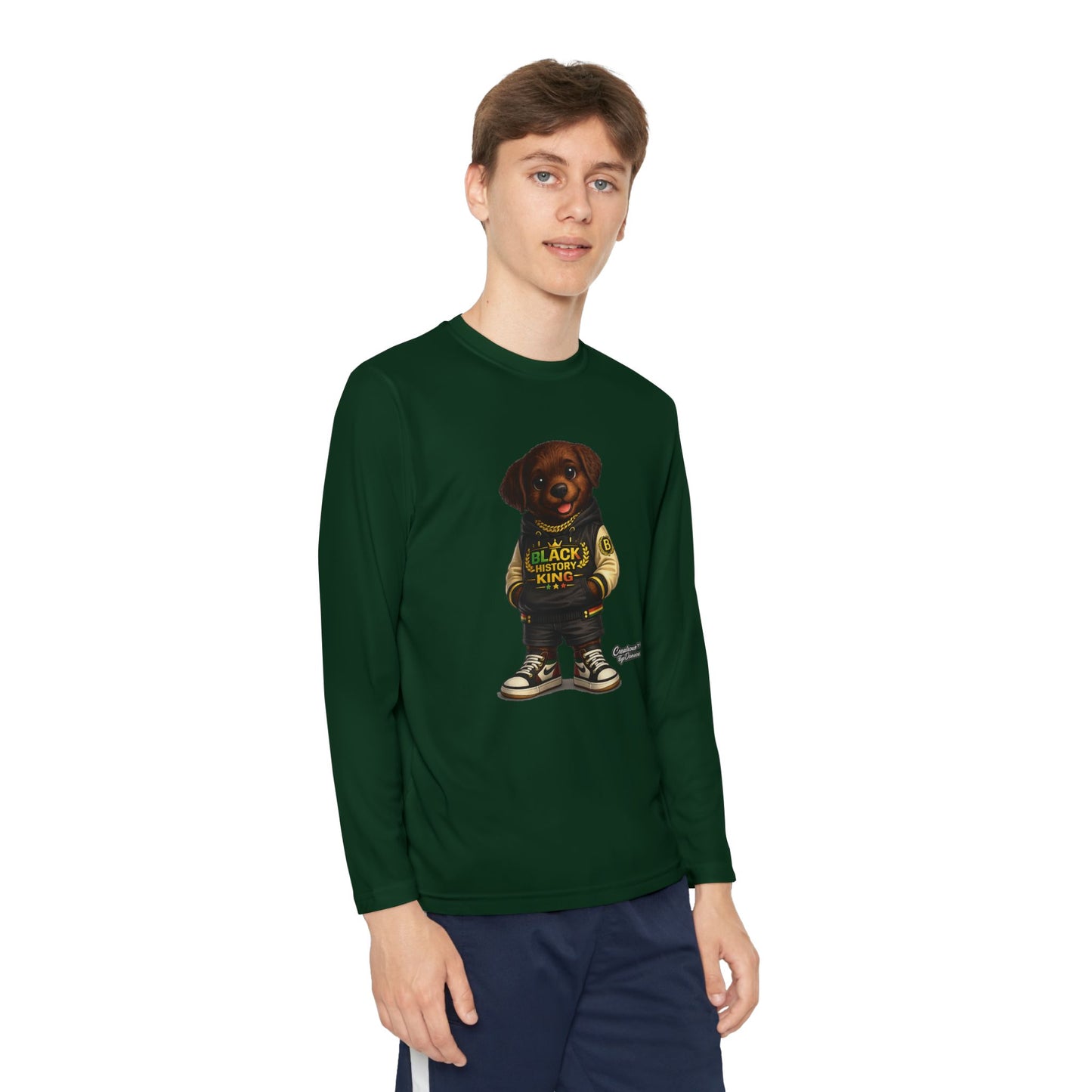 Youth Long Sleeve Tee — 'Lil Black Lab' Cute Puppy Graphic Shirt