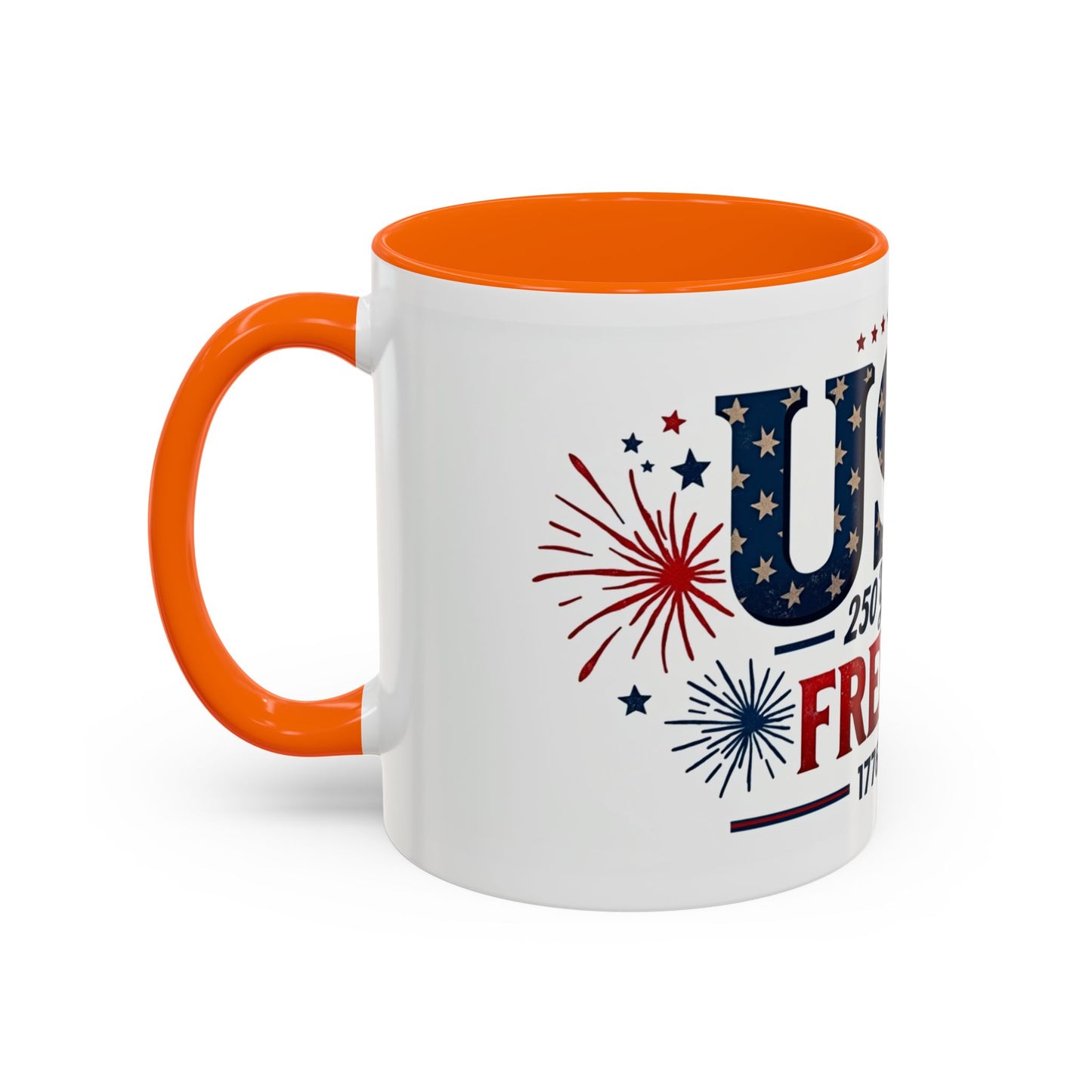 USA 250 Years of Freedom Accent Coffee Mug – 1776–2026 Patriotic Fourth of July Gift