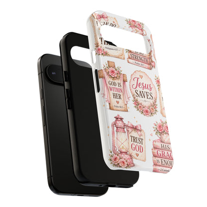 Faith Phone Case — 'Jesus Saves' Floral Christian Scripture iPhone Case