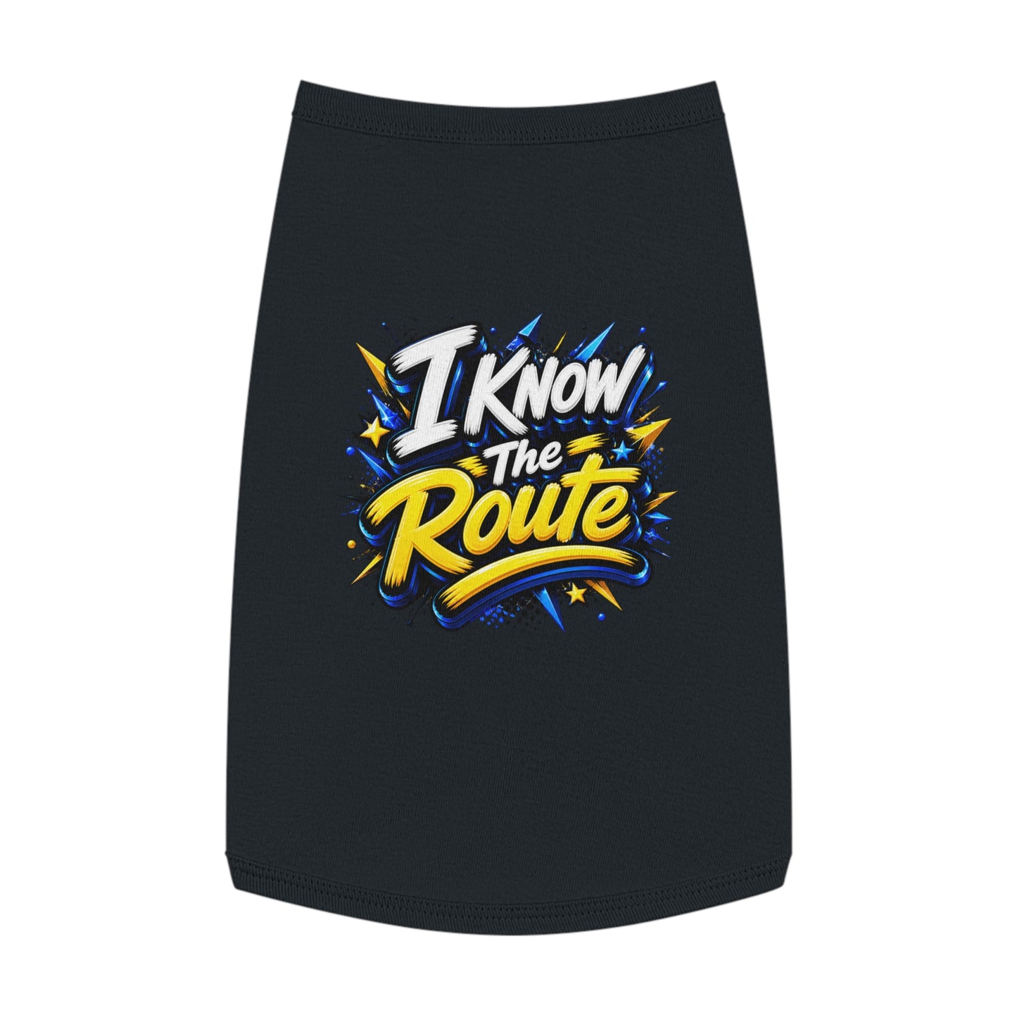 Pet Tank — "I Know The Route" Dog Tank Top, Travel-Ready Graphic Pet Tee