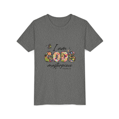 I Am God’s Masterpiece Youth Tee — Floral Christian Inspirational Shirt