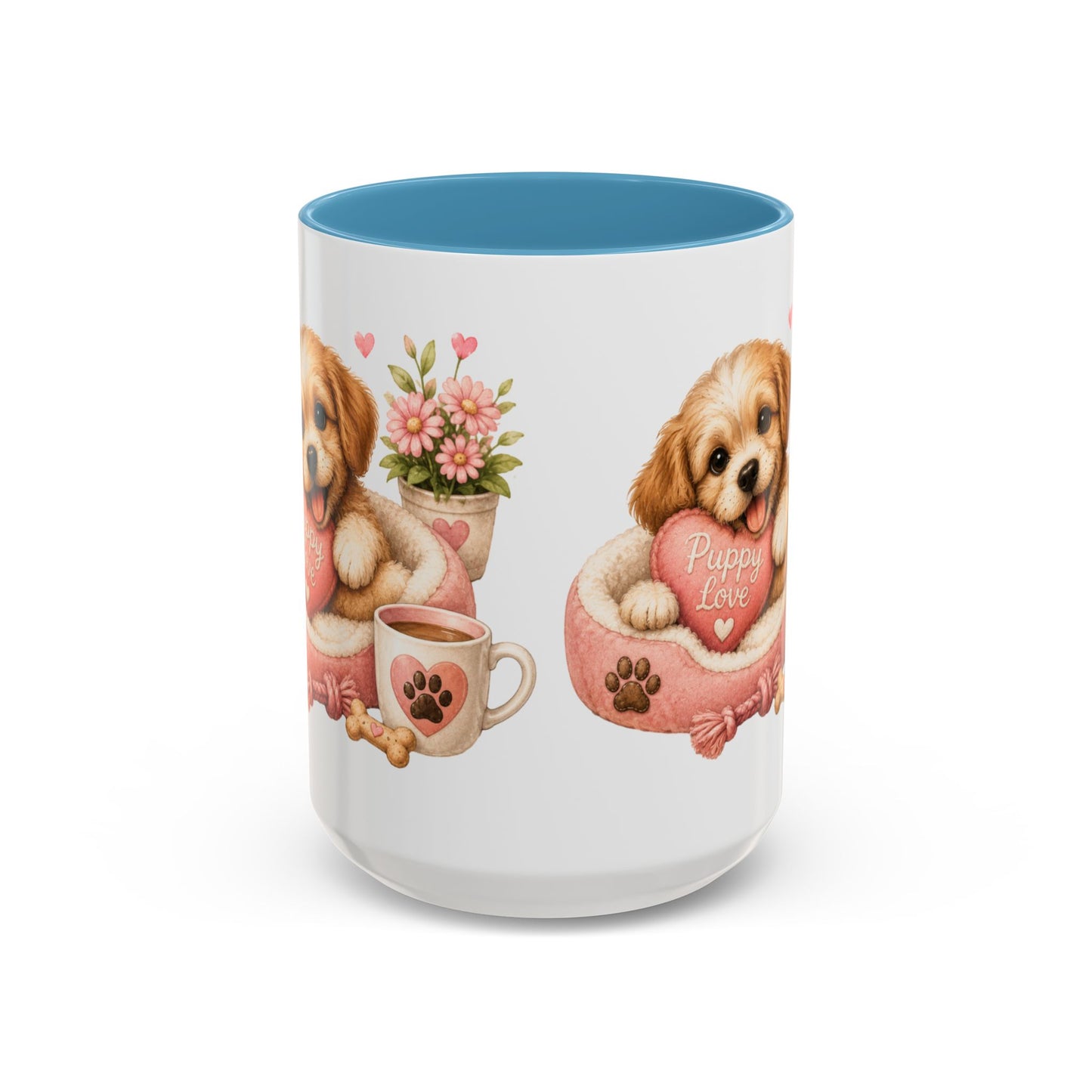 Puppy Love Coffee Mug — Cute Dog Heart Accent Mug (11/15oz)