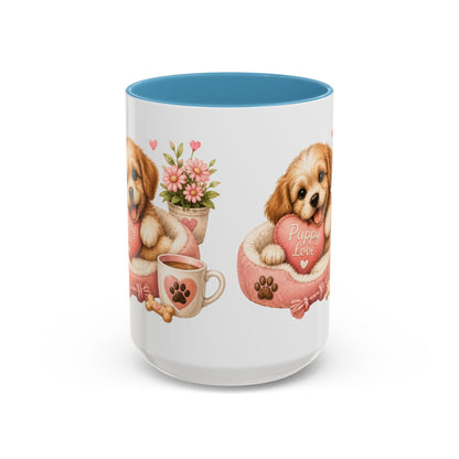 Puppy Love Coffee Mug — Cute Dog Heart Accent Mug (11/15oz)