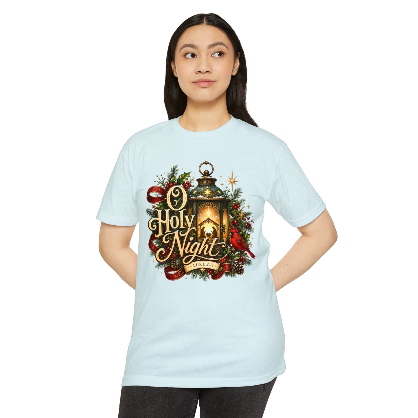 O Holy Night Lantern Christmas T-Shirt — Nativity Carol Holiday Tee