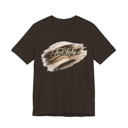 First Lady Brushstroke Tee — Elegant Script Graphic T‑Shirt