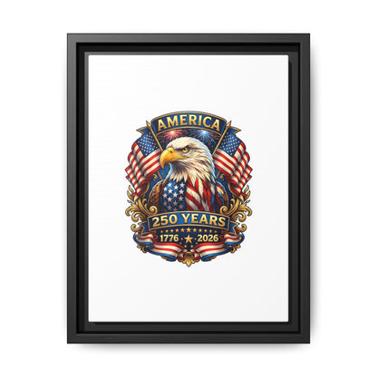 America 250th Anniversary Framed Canvas — Patriotic Bald Eagle Wall Art
