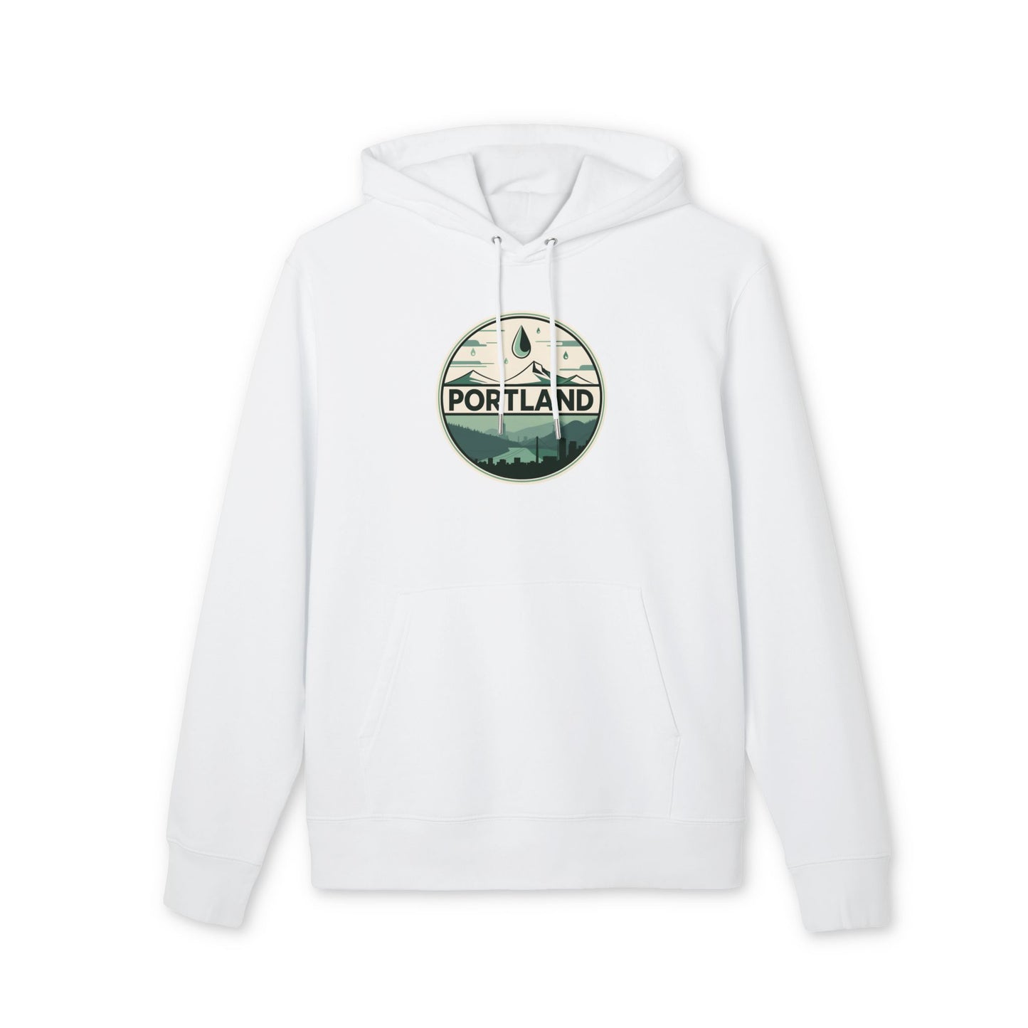 Portland Mountain & Skyline Hoodie — Vintage Nature City Badge