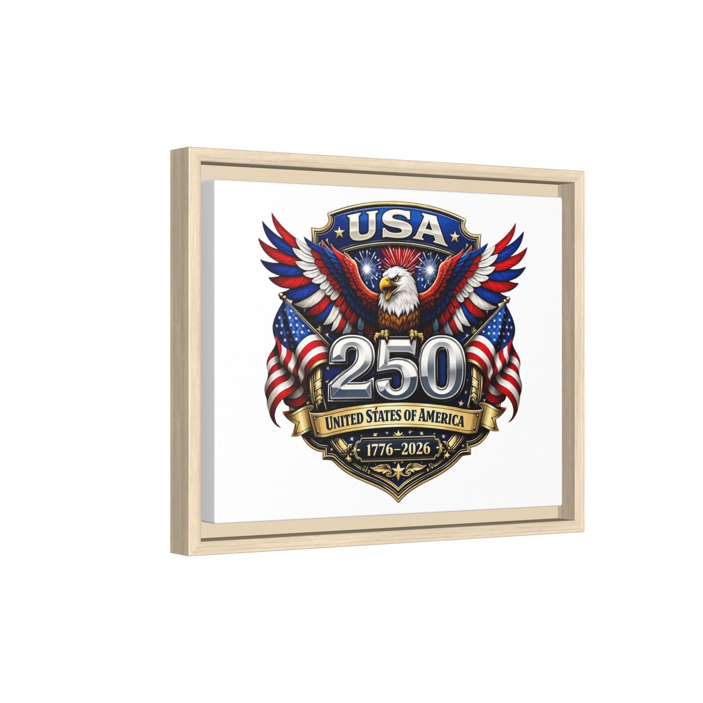 USA 250 Anniversary Framed Canvas — Patriotic Eagle 1776–2026 Wall Art