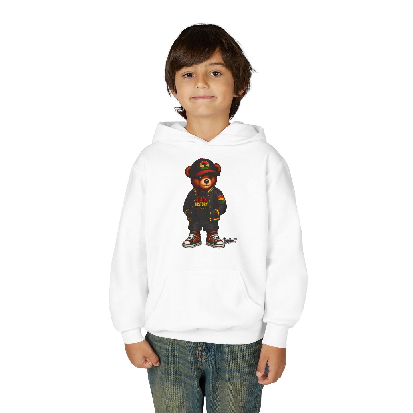 Youth Bear Hoodie — 'Follow Your History' Streetwear Kids Sweatshirt