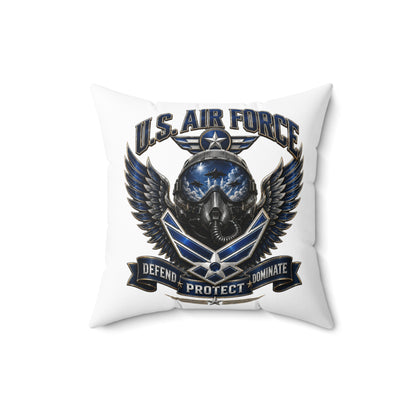 U.S. Air Force Emblem Throw Pillow — Defend Protect Dominate Military Decorative Pillow