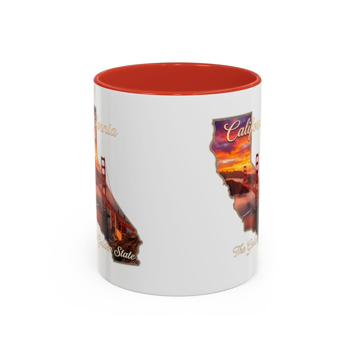 California State Shape Accent Mug – Golden Gate Sunset Coffee Cup (11/15oz)