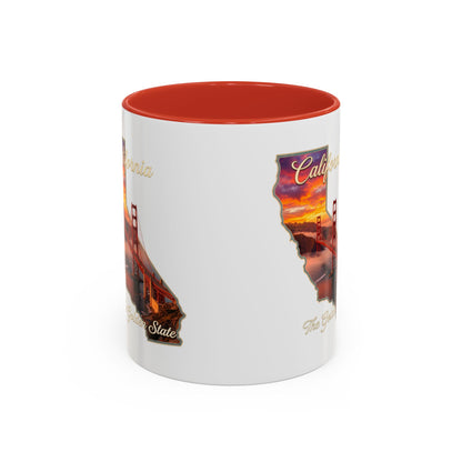California State Shape Accent Mug – Golden Gate Sunset Coffee Cup (11/15oz)