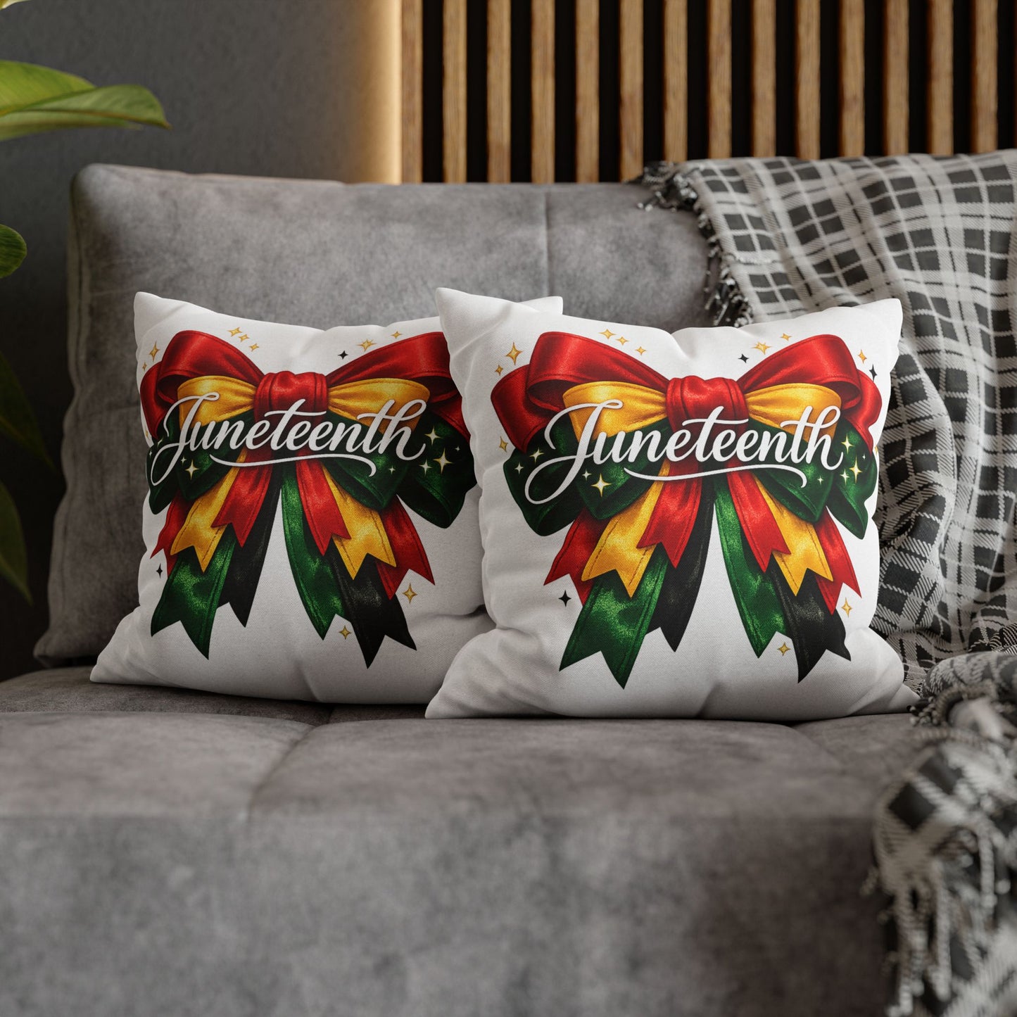 Juneteenth Decorative Pillowcase – Red, Gold & Green Ribbon Accent
