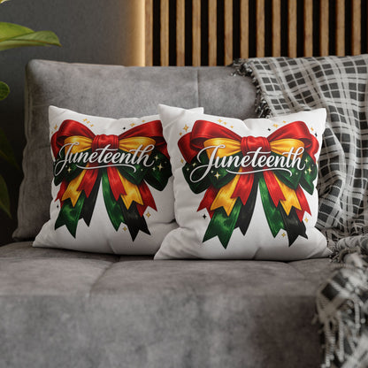 Juneteenth Decorative Pillowcase – Red, Gold & Green Ribbon Accent