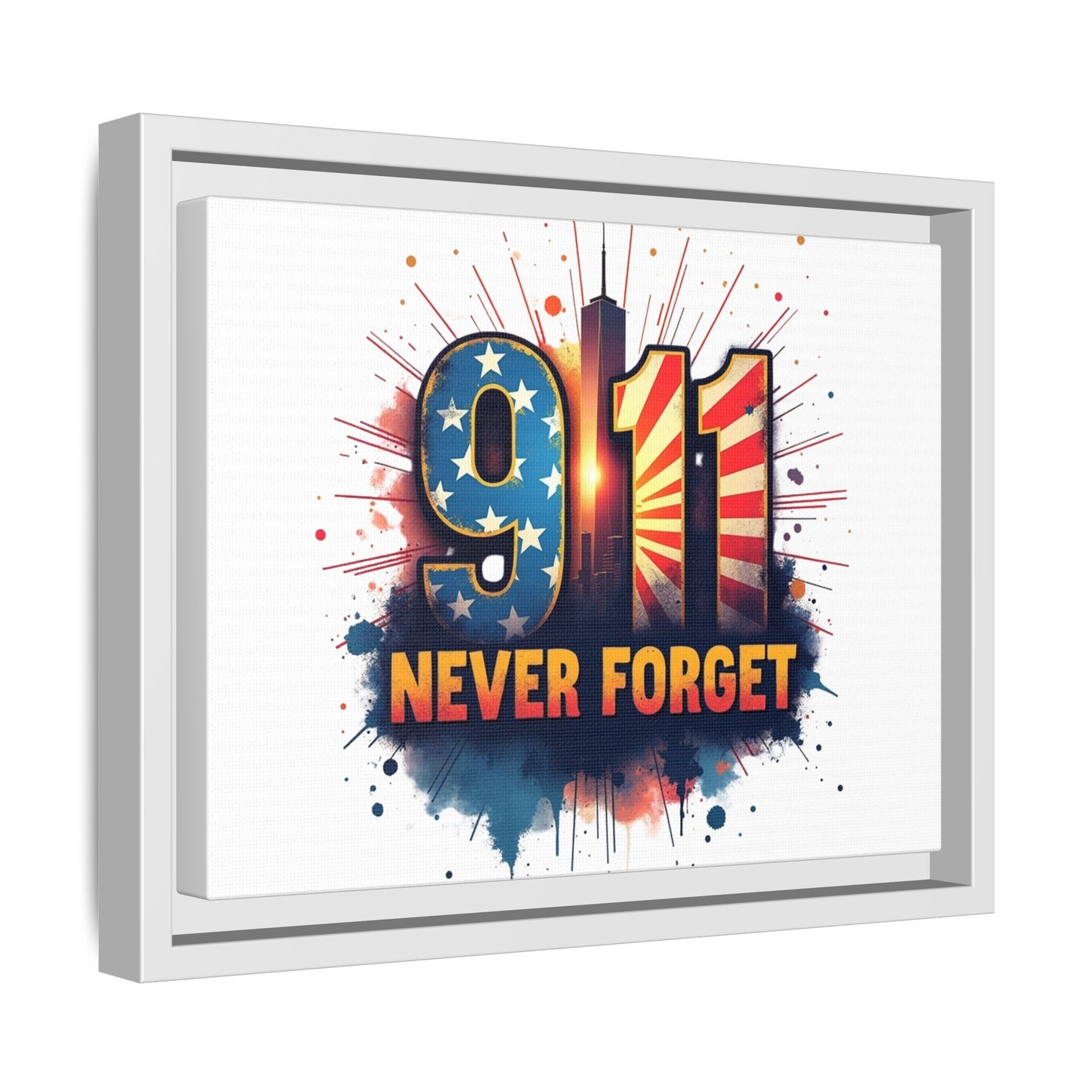 Framed Canvas Wall Art — “9·11 Never Forget” Memorial Print