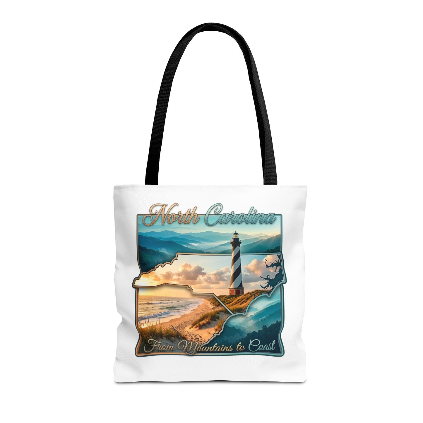 North Carolina Lighthouse Tote Bag — "From Mountains to Coast" Scenic Beach Tote
