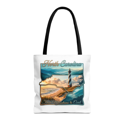 North Carolina Lighthouse Tote Bag — "From Mountains to Coast" Scenic Beach Tote