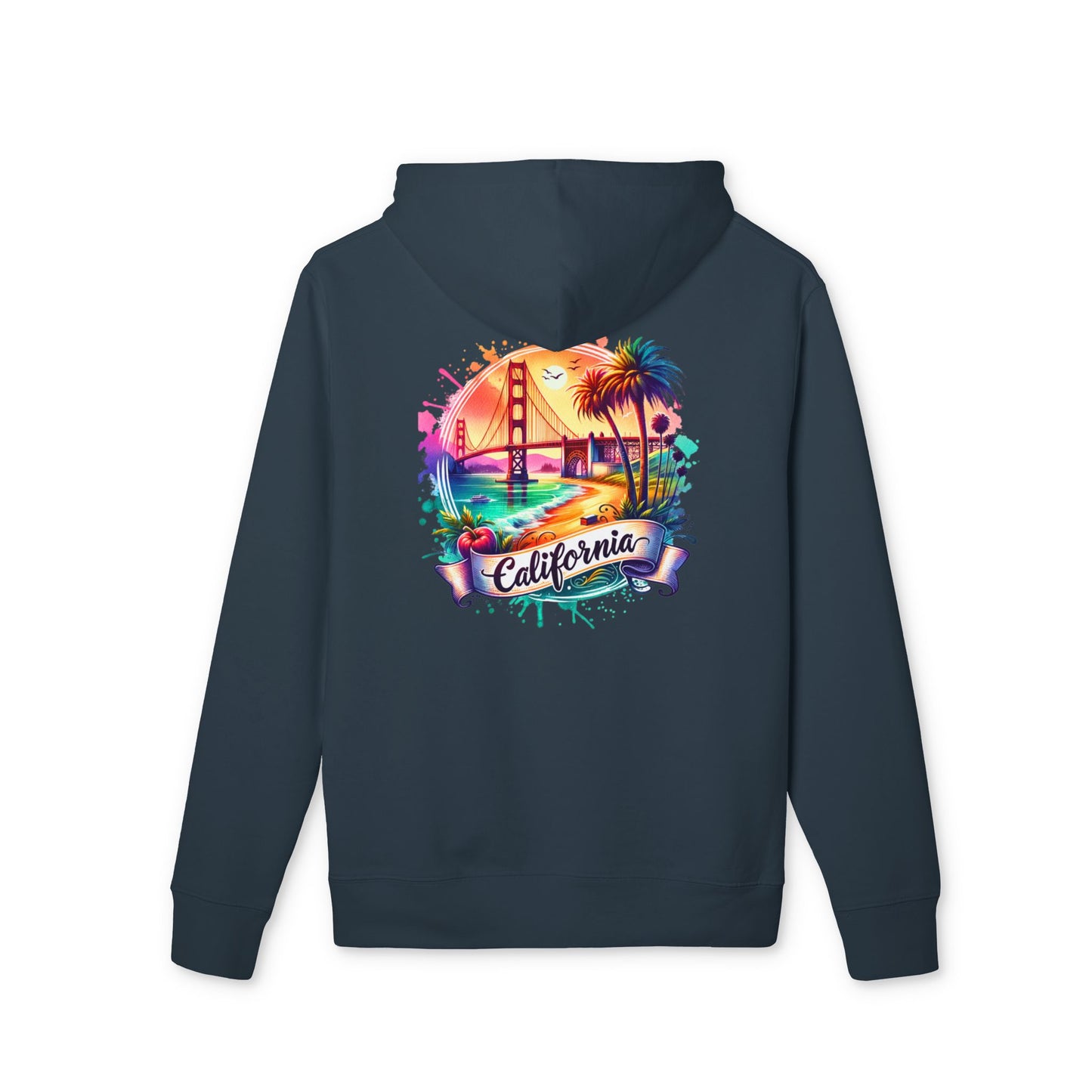 California Sunset Hoodie — Colorful Golden Gate Palm Beach Graphic