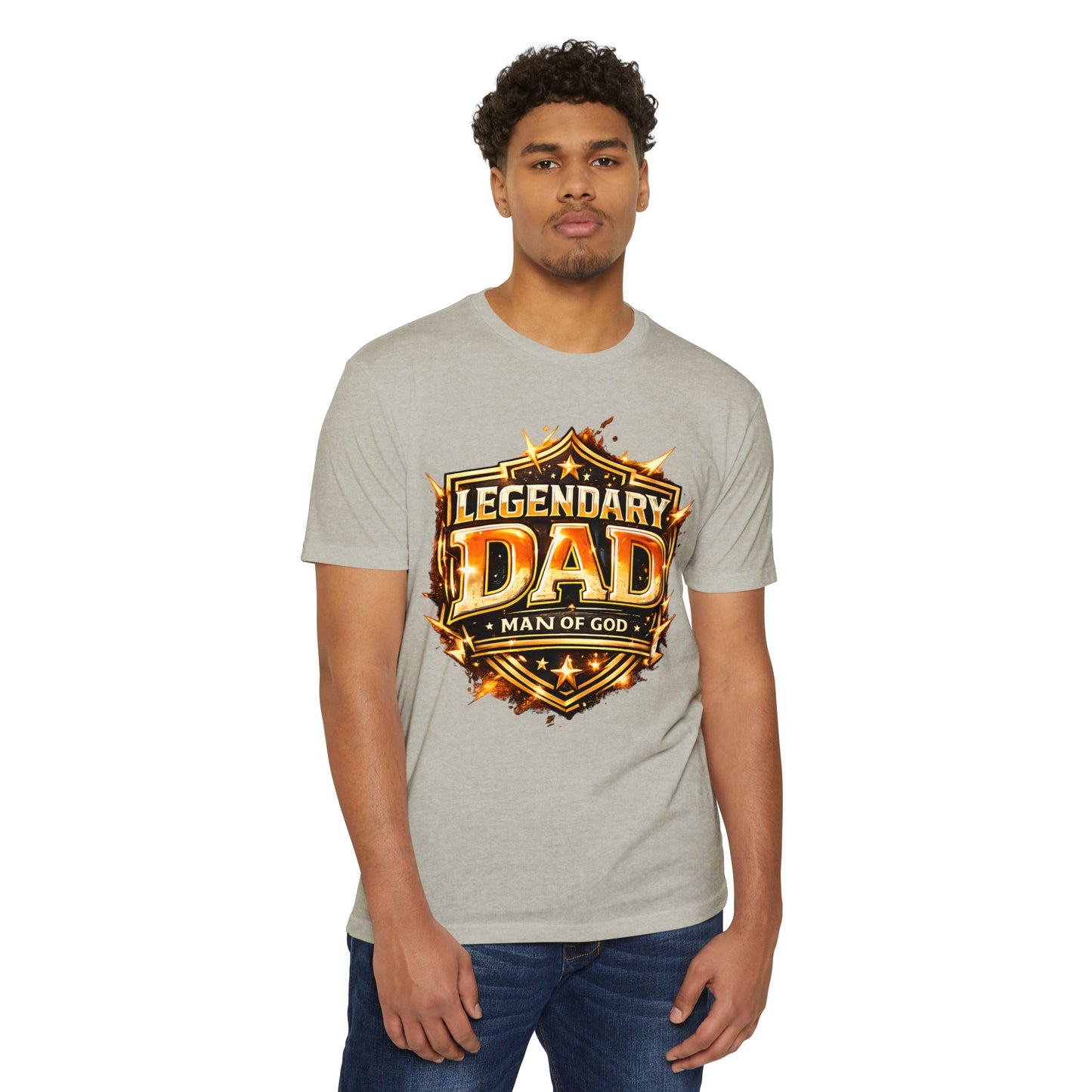 Legendary Dad T-Shirt – "Man of God" Shield Design