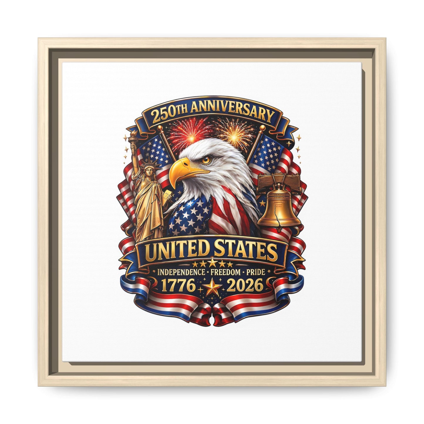 250th Anniversary United States Framed Canvas - Patriotic Eagle 1776–2026