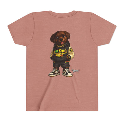 Youth Tee — 'Black History King' Puppy Graphic Shirt