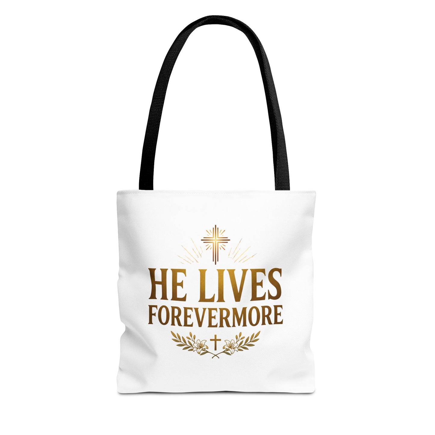 He Lives Forevermore Tote Bag – Christian Faith Cross Easter Canvas Tote