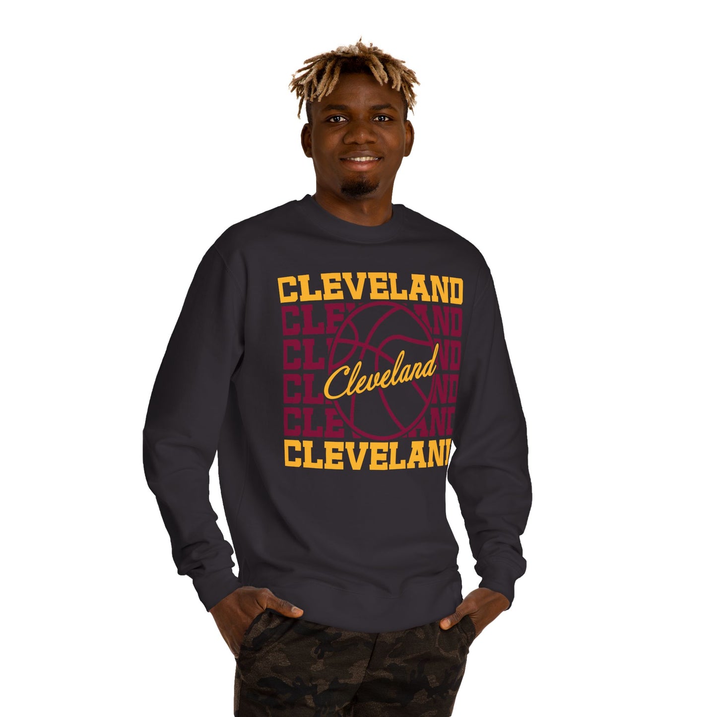 Cleveland Basketball Crewneck Sweatshirt – Retro Script Hoop Design