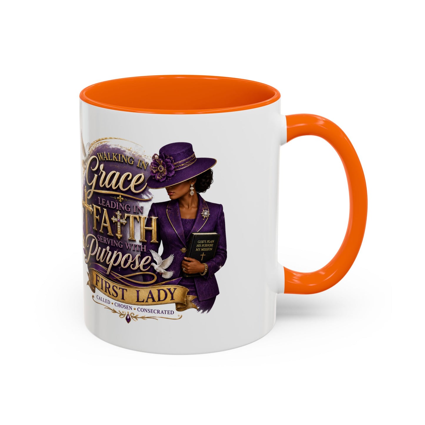 Faith & Purpose Accent Coffee Mug — First Lady Church Design (11/15oz)