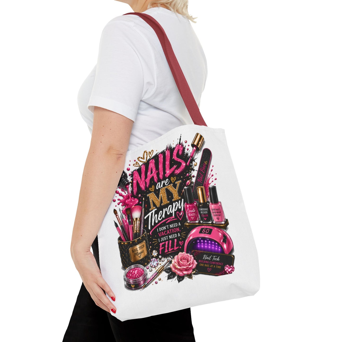 Nails Are My Therapy Tote Bag — Nail Tech Cosmetic Makeup Salon Gift