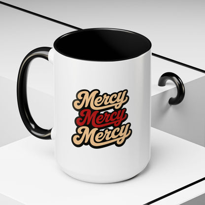 Mercy Mercy Mercy Retro Script Accent Coffee Mug — 11/15oz