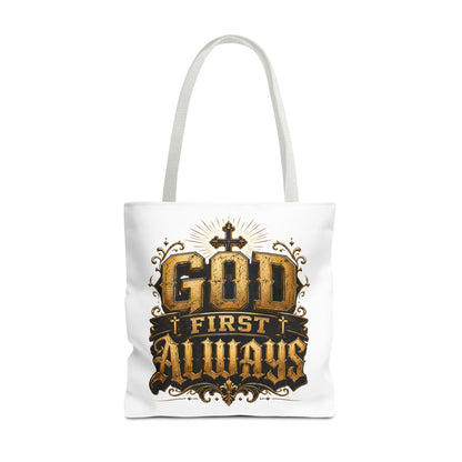 God First Always Tote Bag — Christian Faith Inspirational Canvas Tote