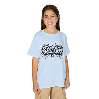Youth T-Shirt — 'SixxSeven' Black Graffiti Drip Streetwear Tee