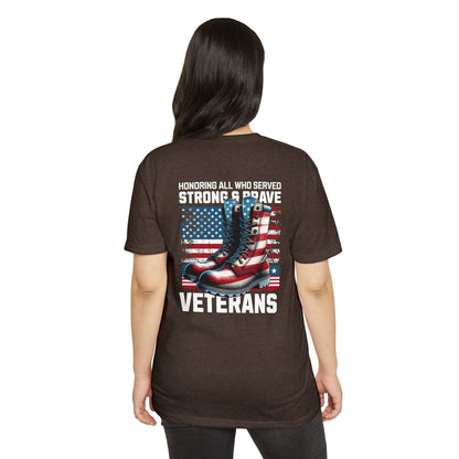 Veterans Tribute T-Shirt — "Honoring All Who Served" American Flag Boots