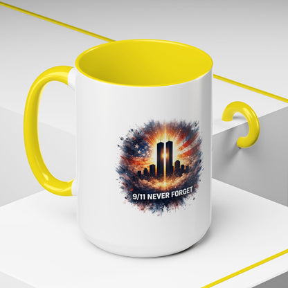9/11 Never Forget Coffee Mug - Memorial Tribute Accent Mug (11/15oz)