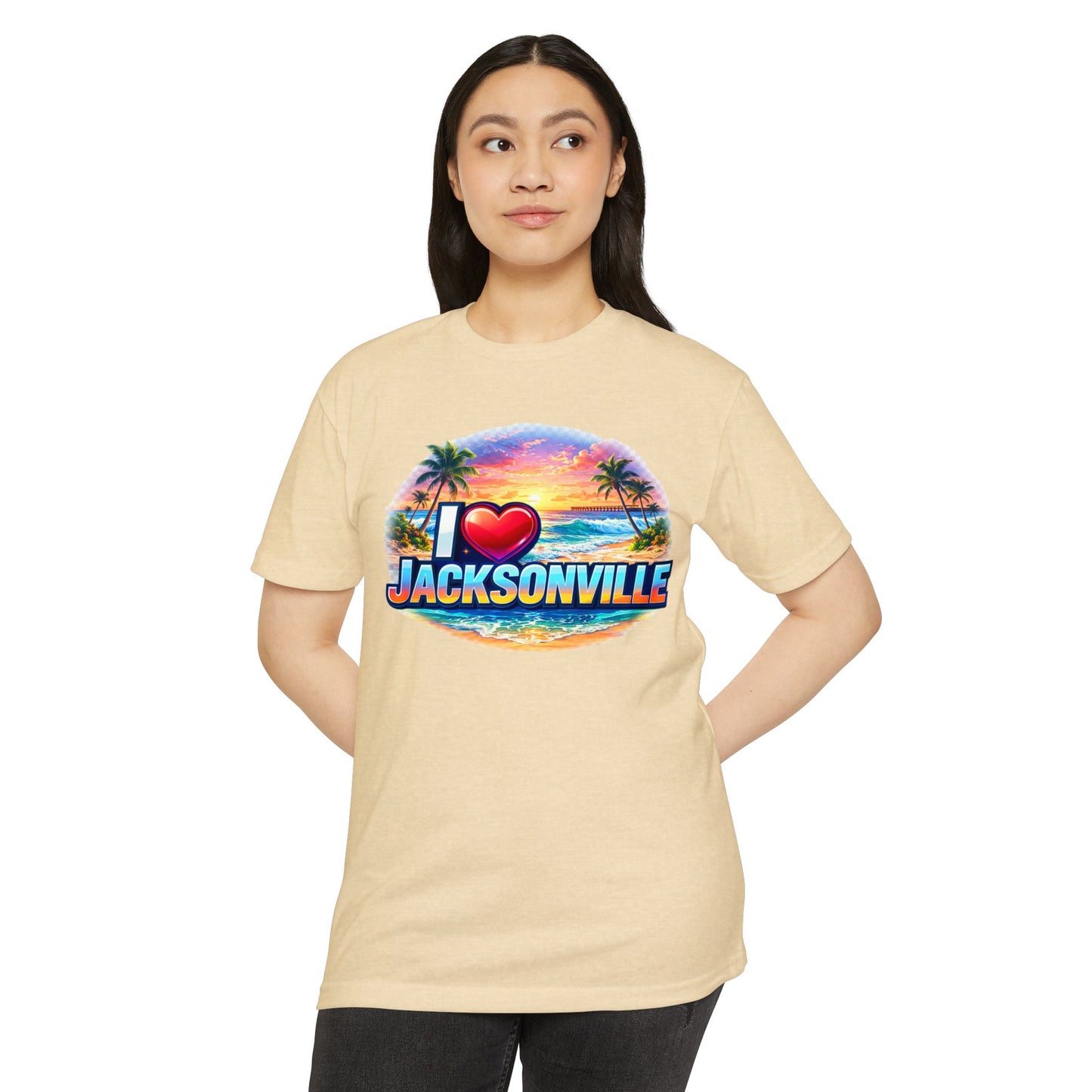 I  Jacksonville Beach T-Shirt — Retro Sunset Palm Vacation Tee