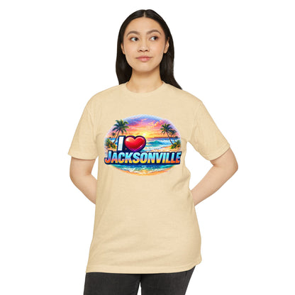I  Jacksonville Beach T-Shirt — Retro Sunset Palm Vacation Tee