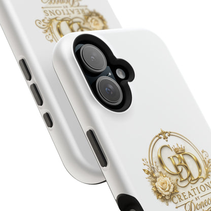Magnetic Impact-Resistant Phone Case — Gold Floral Crest Logo