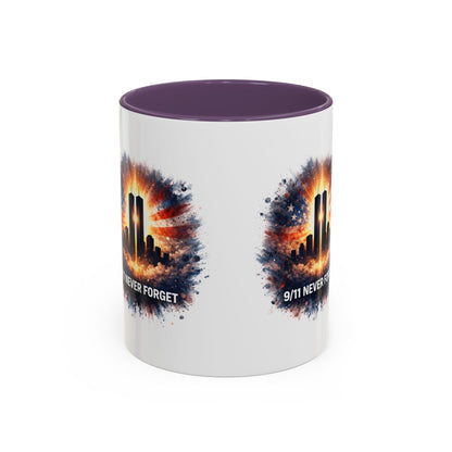 9/11 Never Forget Coffee Mug - Memorial Tribute Accent Mug (11/15oz)