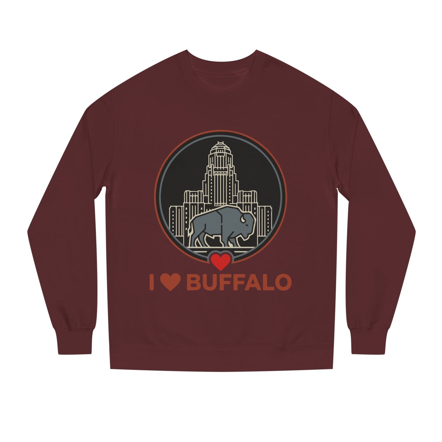 I  Buffalo Sweatshirt — Buffalo Skyline & Bison Graphic Crewneck