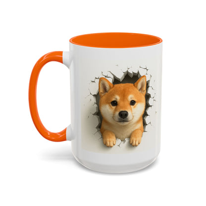 Shiba Inu Peeking Accent Coffee Mug – Cute Dog Lover Gift (11oz, 15oz)