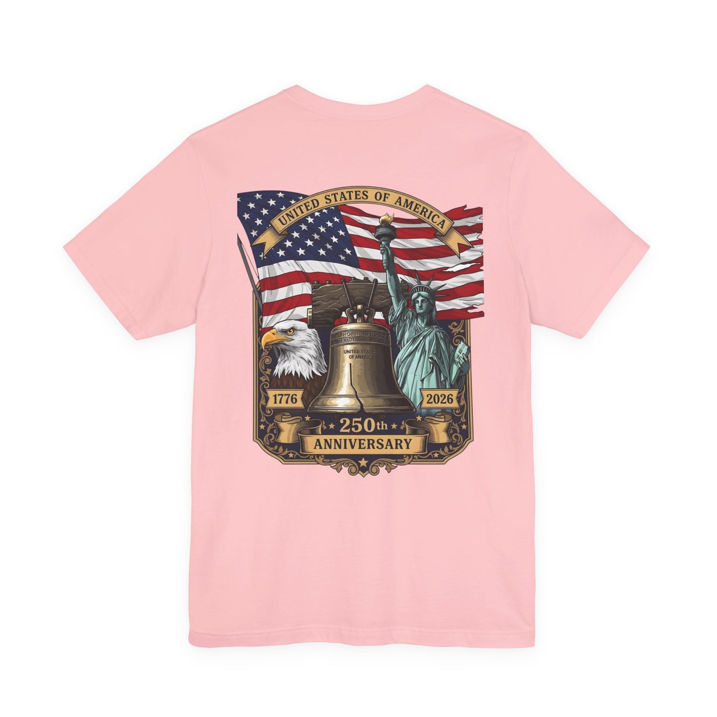 Patriotic 250th Anniversary T-Shirt - Liberty Bell, Bald Eagle & Statue of Liberty