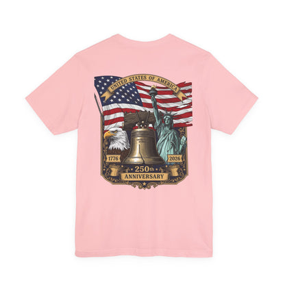 Patriotic 250th Anniversary T-Shirt - Liberty Bell, Bald Eagle & Statue of Liberty