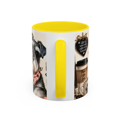 Fueled by Coffee and Schnauzer Love Accent Mug — Dog Lover Coffee Cup (11/15 oz)
