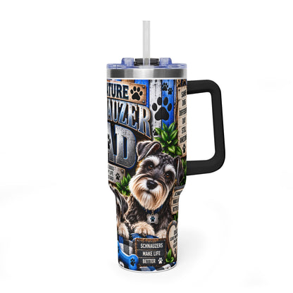 Miniature Schnauzer Dad 40oz Vacuum Tumbler – Insulated Travel Mug with Straw