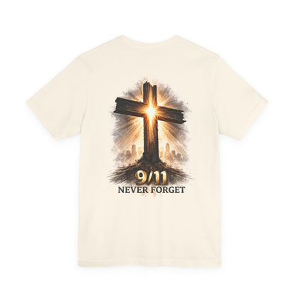 9/11 Never Forget T‑Shirt - Cross Memorial Tee