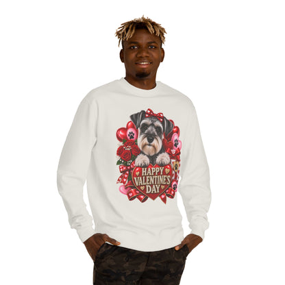 Valentine's Day Dog Sweatshirt — Cute Schnauzer "Happy Valentine's Day" Crewneck