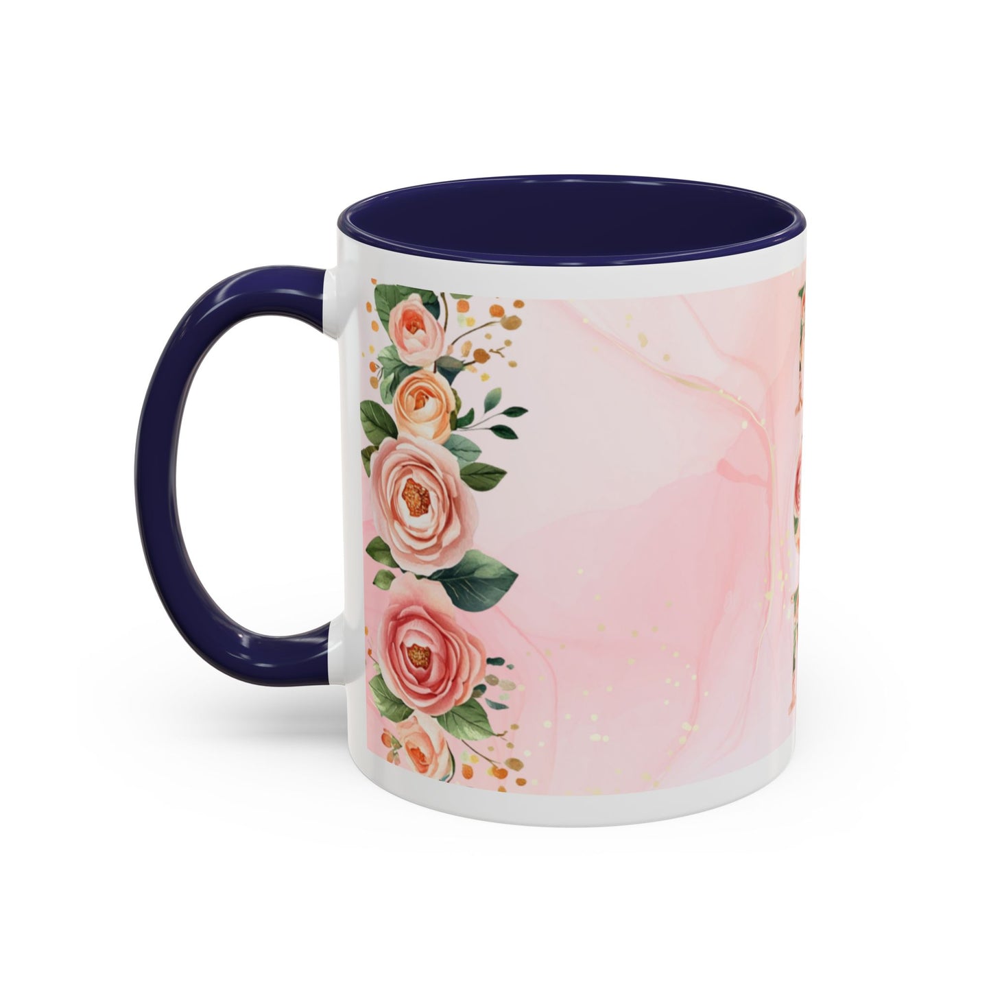 Mom Floral Accent Coffee Mug – Pink Rose Mother's Day Gift (11/15 oz)
