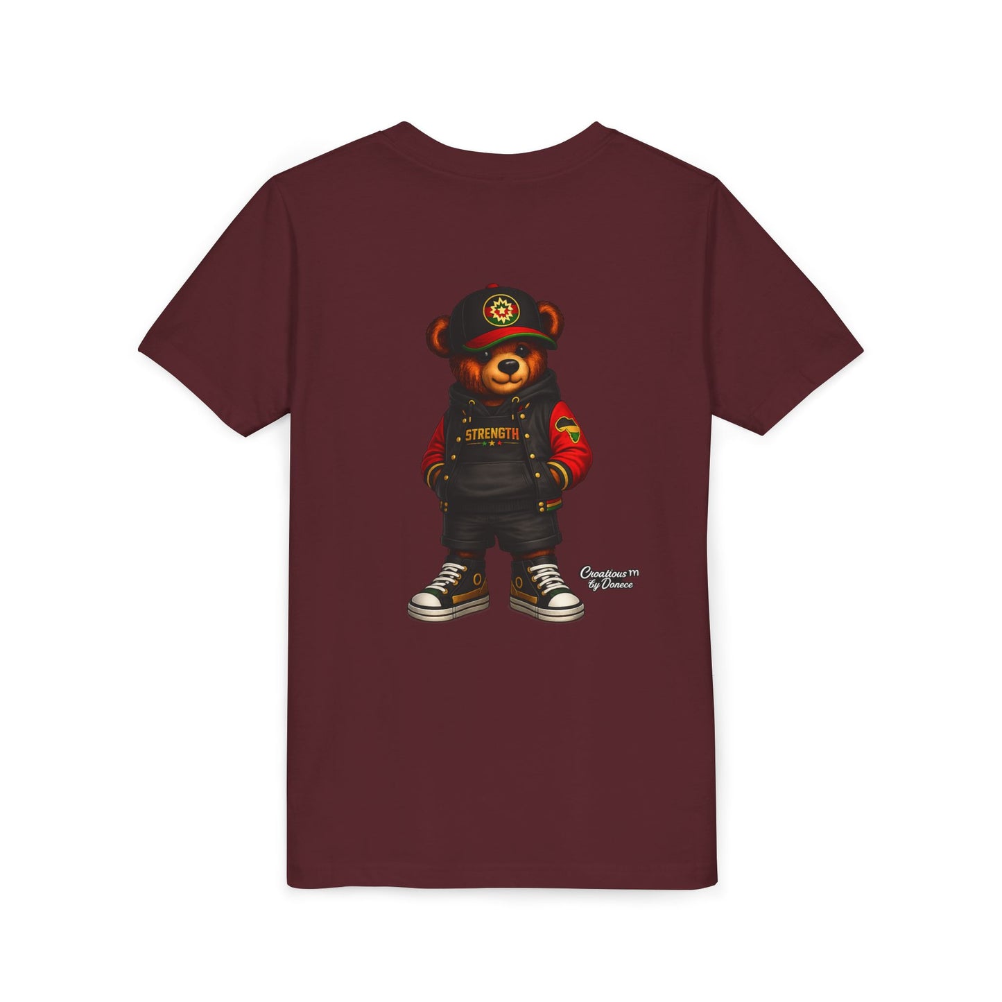 Kids Teddy Bear Streetwear Tee — 'Strength' Graphic Youth T-Shirt